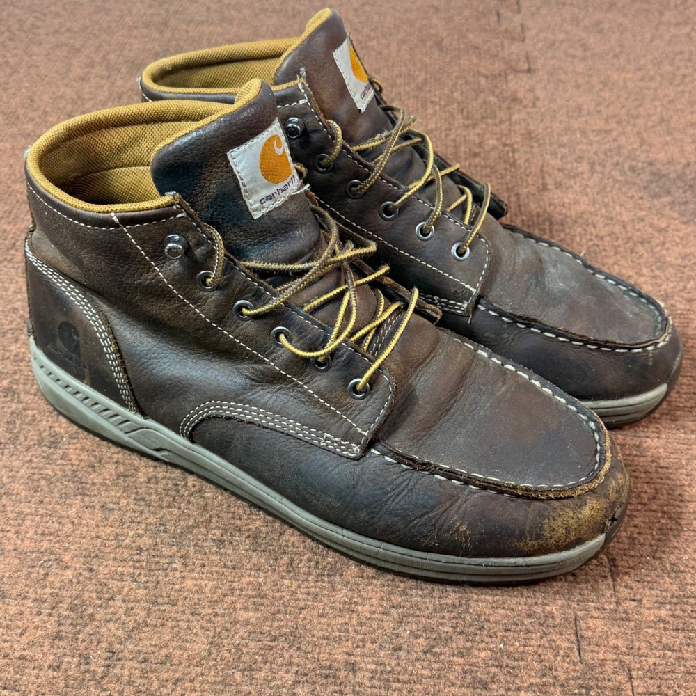 Carhartt Men Lightweight Wedge Chukka Work Boots Brown Leather Size 12W CMX4023